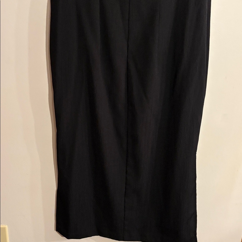Vintage 1980s Black Sheath Dress With Leopard Trim Office Casual Retro Size 10P - Picture 9 of 17